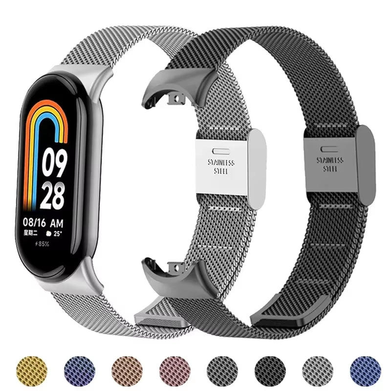Metal Mesh Stainless Steel Strap for Mi Band 9 Smart Bracelet Replacement Accessories Watchband Miband 8 Smartwatch