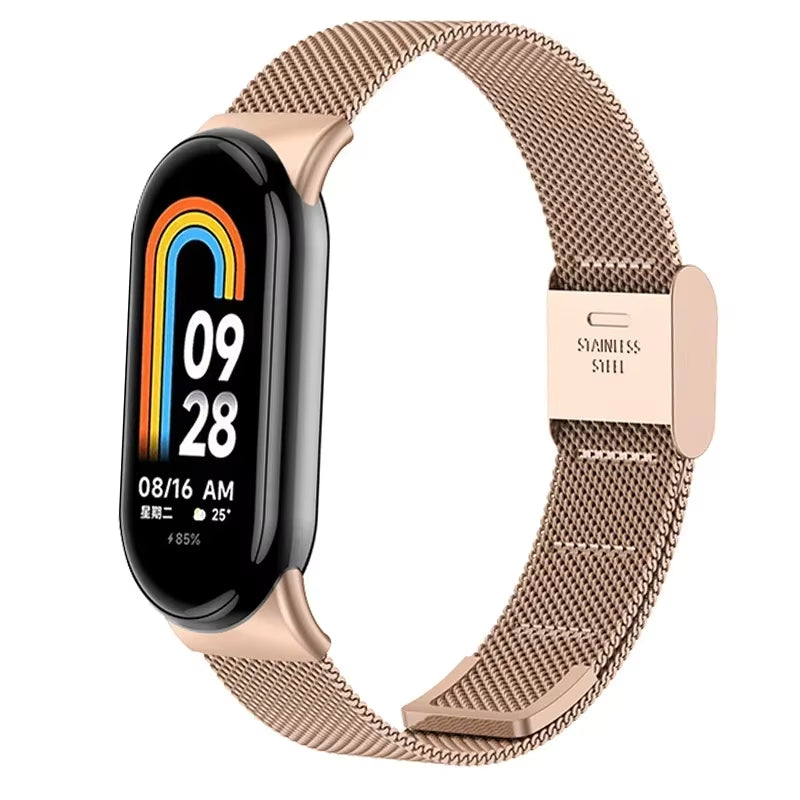 Metal Mesh Stainless Steel Strap for Mi Band 9 Smart Bracelet Replacement Accessories Watchband Miband 8 Smartwatch