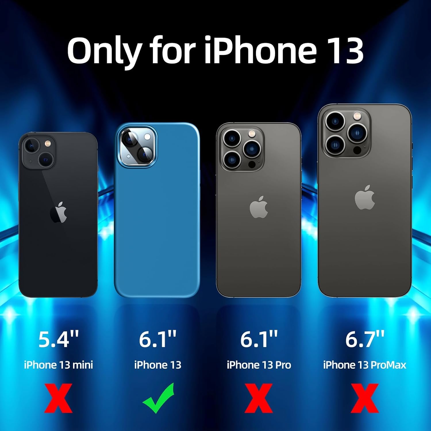 5 in 1 Designed for Iphone 13 Case, with 2 Pack Screen Protector,2 Pack Camera Lens Protector, Liquid Silicone Ultra Slim Shockproof Protective Phone Case Microfiber Lining 6.1,Blue