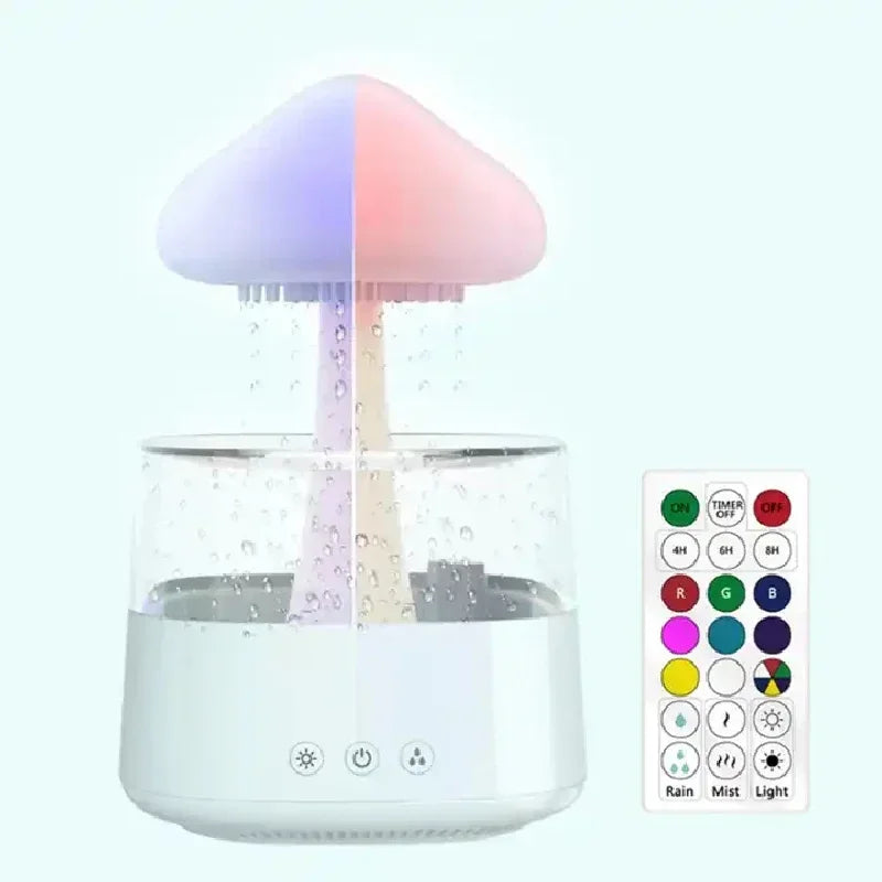 Cloud and Raindrop Humidifier Colorful Mushroom Rain Forest Aromatherapy Machine Household Rain Cloud Landscape LED Table Lamp