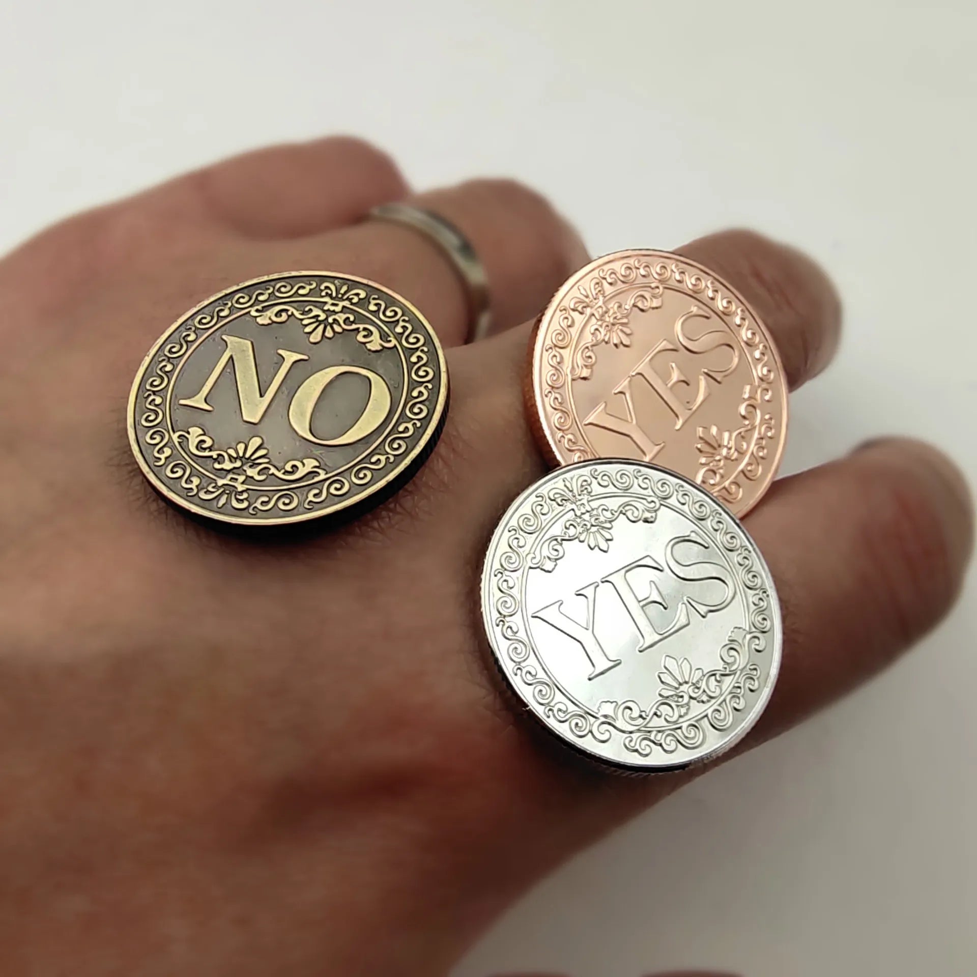 Diameter 25Mm Coin YES or NO Make Decision Commemorative Badge Double Sided Embossed Plating Collection Collect Coins Charm