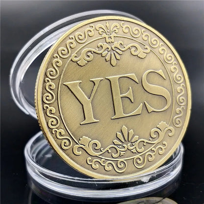 Diameter 25Mm Coin YES or NO Make Decision Commemorative Badge Double Sided Embossed Plating Collection Collect Coins Charm