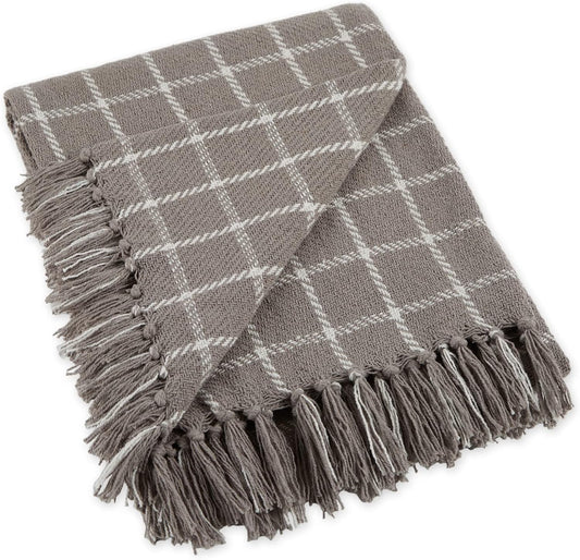 Transitional Checked Plaid Woven Throw, 50X60, Gray