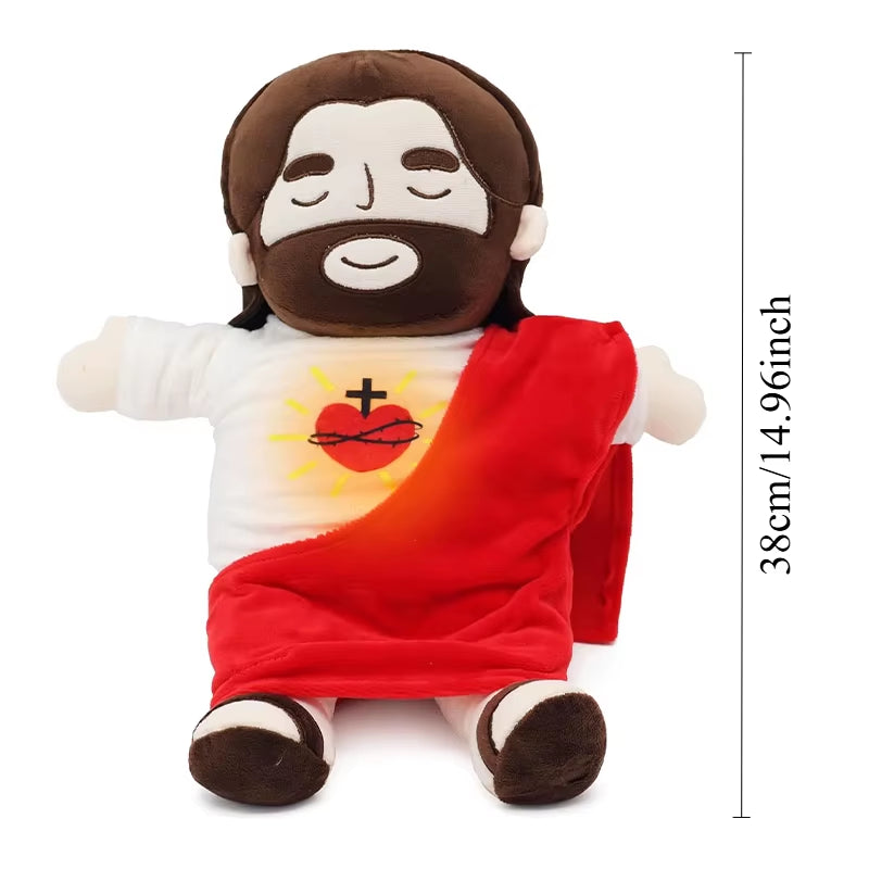 38CM Breathing Jesus Plush Toy Baby Soothing Jesus Doll Four-Gear Adjustment Children Music Sleep Companion Christmas Toy Gifts