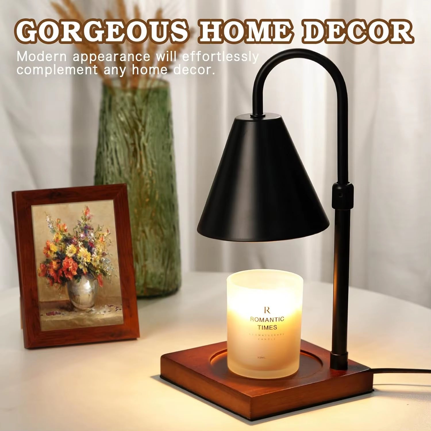 Metal Candle Warmer Lamp with Adjustable Timer and Dimmer - Stylish Modern Home Ambiance Enhancer for Bedroom Decor and Mom'S Ho