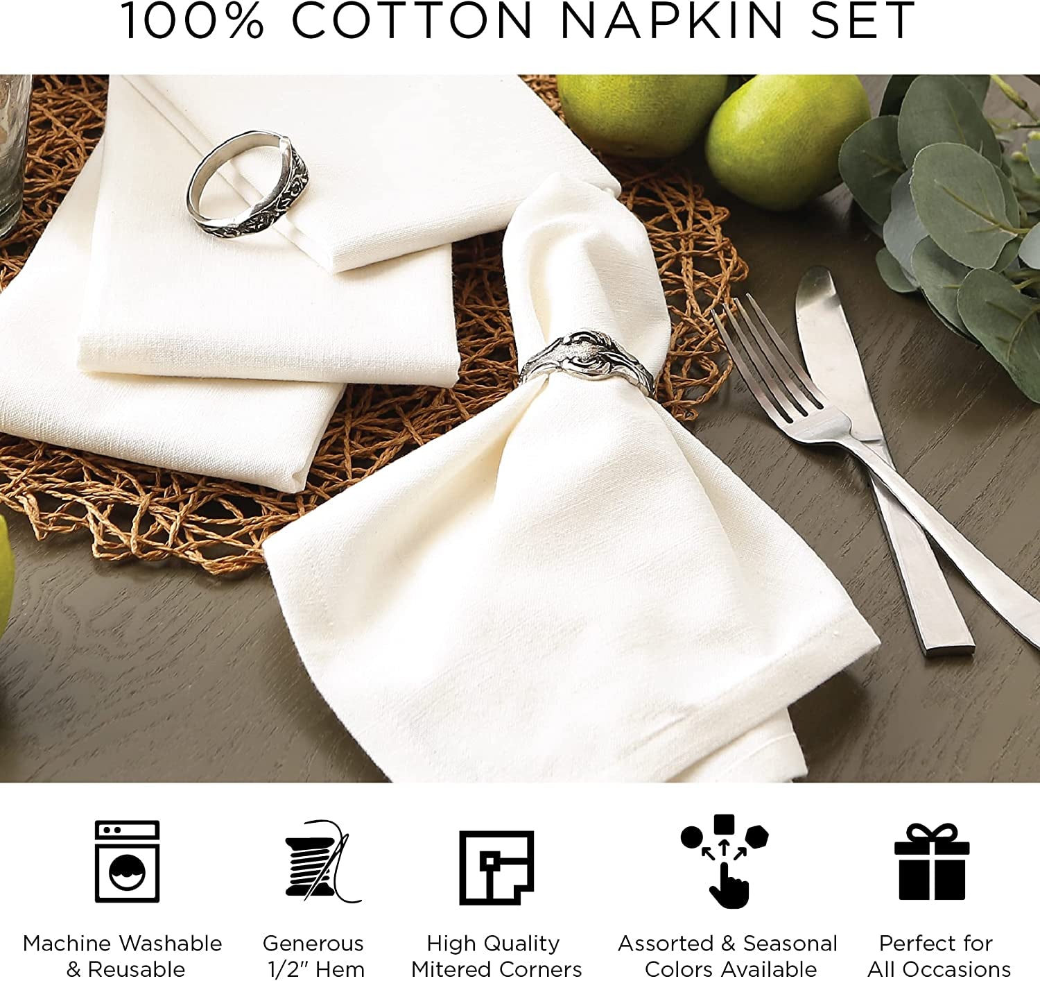 Variegated Tabletop Collection, Napkin Set, 20X20, Tango Red, 6 Piece