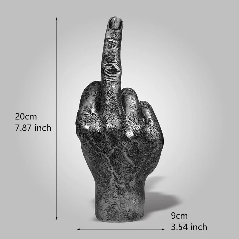 Resin Ornaments of Middle Finger Statue Upright Middle Finger Arts Crafts Desktop Gesture Figurine Sculpture Living Room Dec