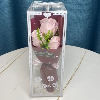 3 Heads Artificial Rose Bouquet Hand Holding Pink Flowers Valentine'S Day Gift Wedding Bride Decoration Artificial Flowers