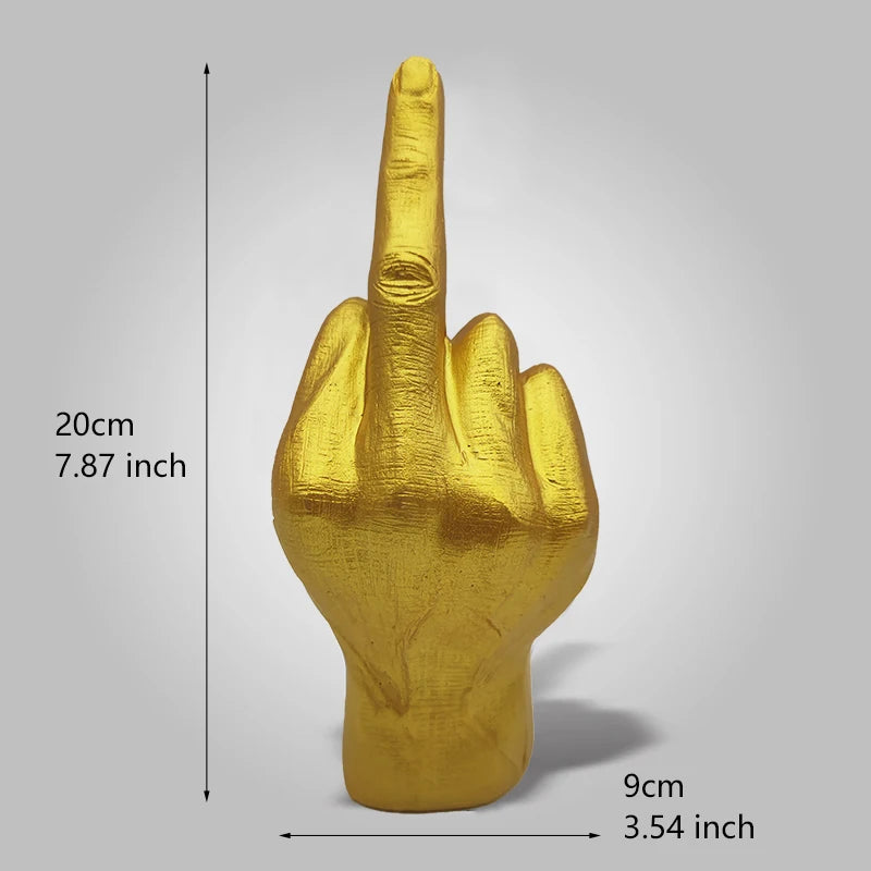 Resin Ornaments of Middle Finger Statue Upright Middle Finger Arts Crafts Desktop Gesture Figurine Sculpture Living Room Dec