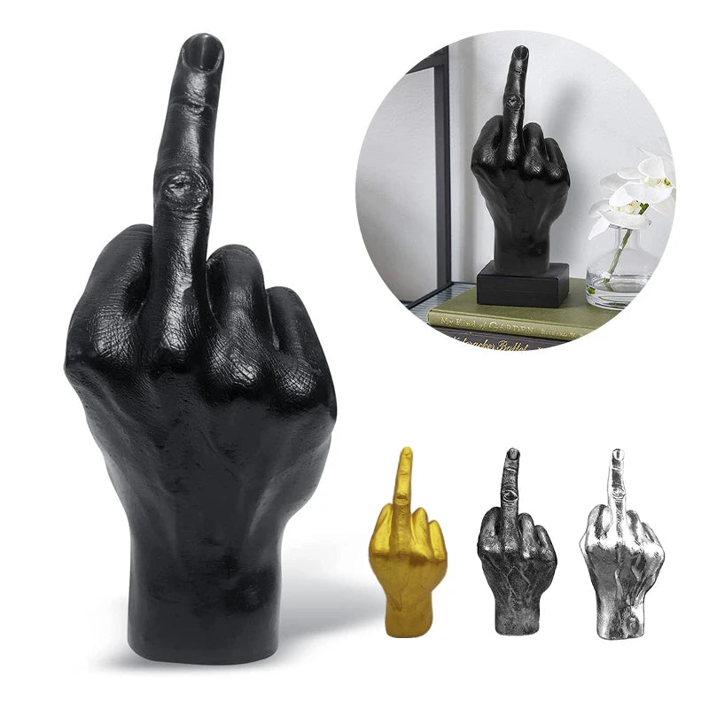 Resin Ornaments of Middle Finger Statue Upright Middle Finger Arts Crafts Desktop Gesture Figurine Sculpture Living Room Dec