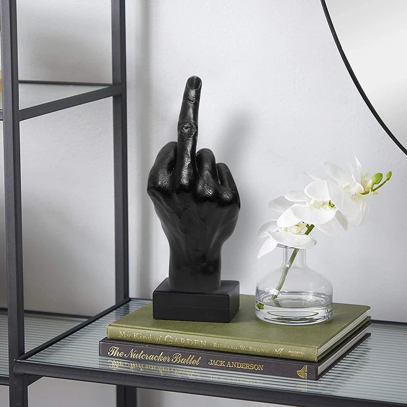 Resin Ornaments of Middle Finger Statue Upright Middle Finger Arts Crafts Desktop Gesture Figurine Sculpture Living Room Dec