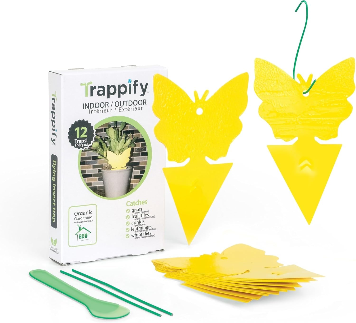 Sticky Gnat Traps for House Indoor - Yellow Fruit Fly Traps for Indoors|Outdoor Plants | Insect Catcher for White Flies, Mosquitos, Fungus Gnats | Disposable Glue Fly Trap Indoor (12 Pack)