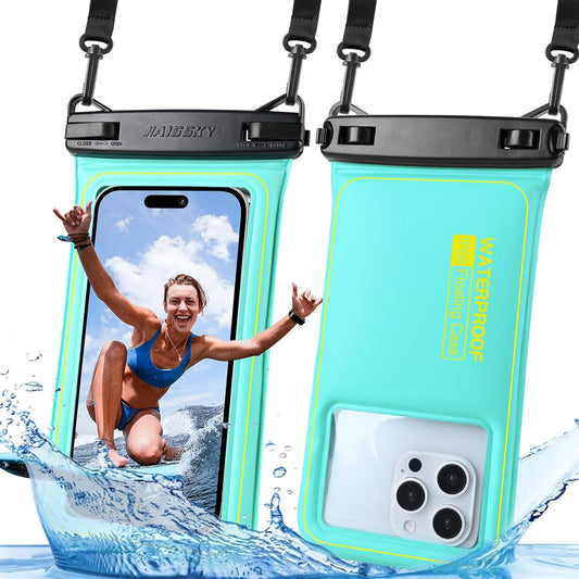 Waterproof Floating Phone Pouch, IPX8 Cellphone Dry Bag Case Holder for Iphone 15 14 13 12 11 Pro Max XS Samsung up to 6.8", Underwater HD Phone Protector with Detachable Lanyard