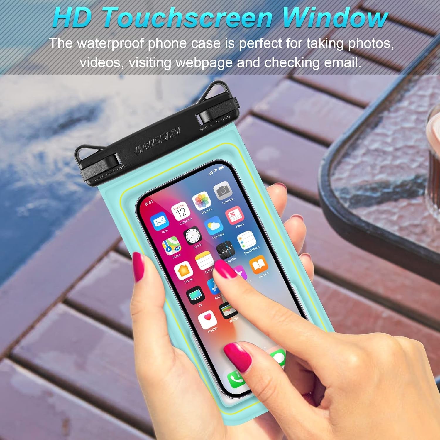 Waterproof Floating Phone Pouch, IPX8 Cellphone Dry Bag Case Holder for Iphone 15 14 13 12 11 Pro Max XS Samsung up to 6.8", Underwater HD Phone Protector with Detachable Lanyard